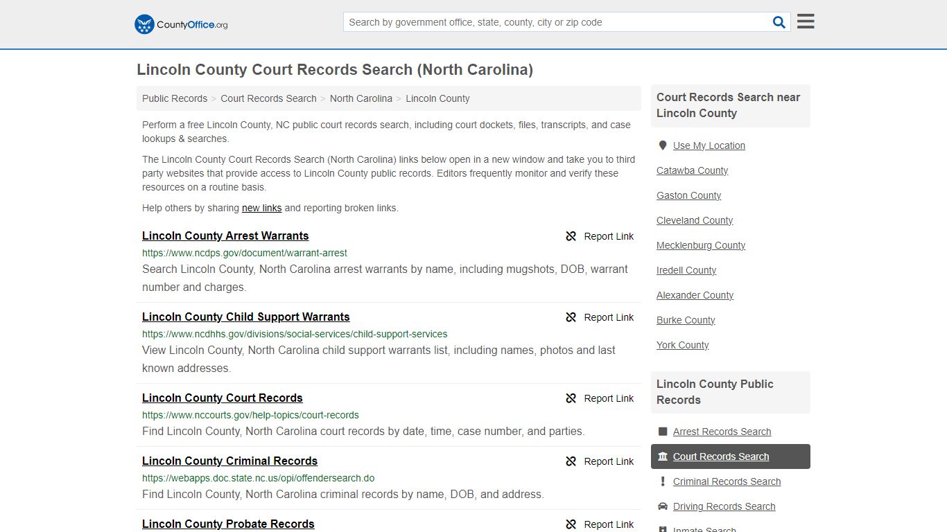 Lincoln County Court Records Search (North Carolina) - County Office