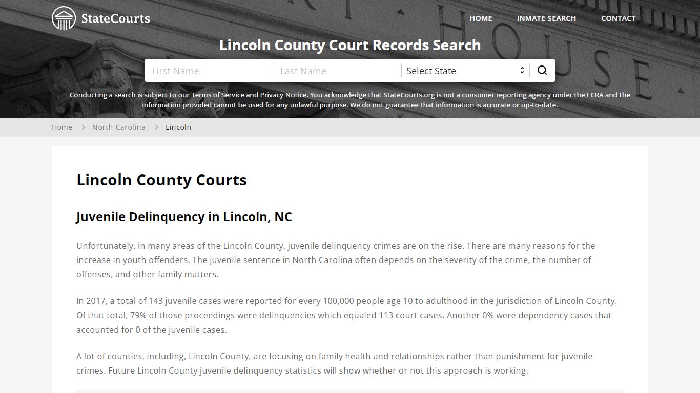 Lincoln County, NC Courts - Records & Cases - StateCourts