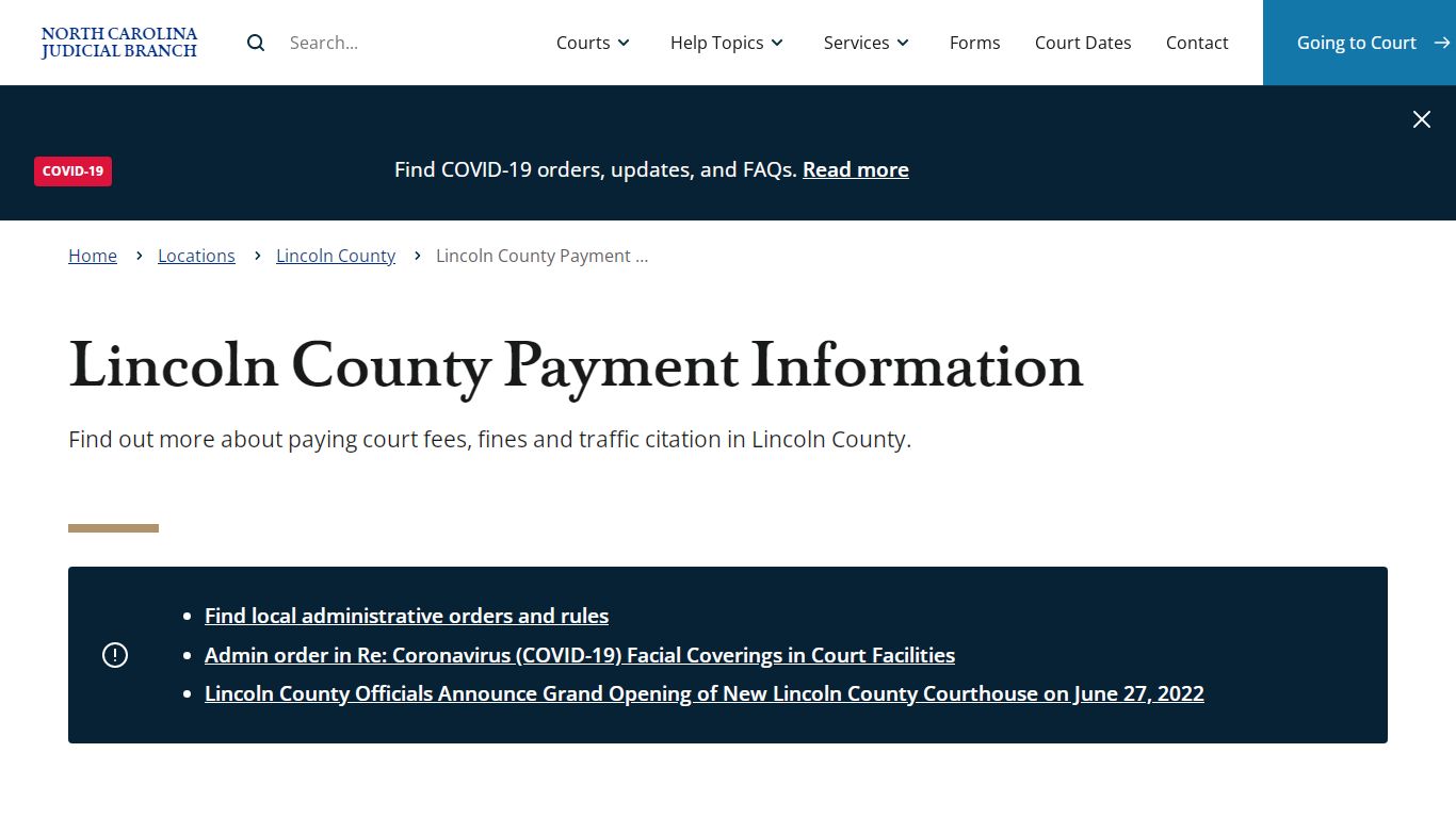 Lincoln County Payment Information | North Carolina Judicial Branch
